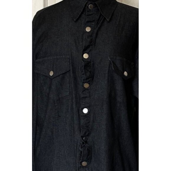 Women's Gray Button-Down Casual Shirt Viscose Polyester Blend Size XL - Picture 6 of 16